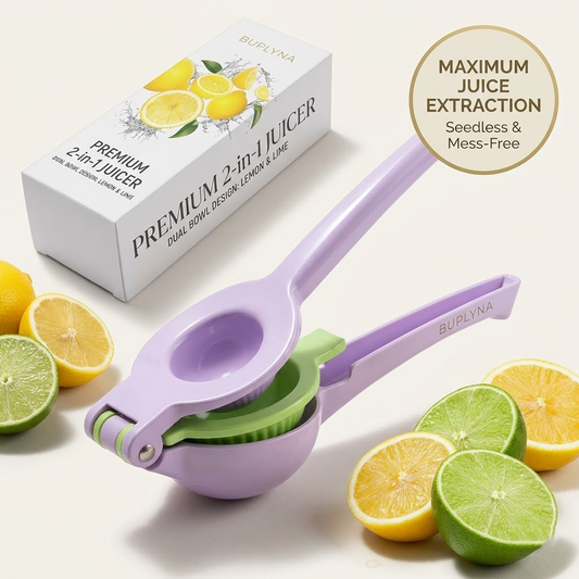 Buplyna Premium 2-in-1 Lemon Squeezer & Lime Juicer - Professional Grade Manual Citrus Press for Kitchen and Bar