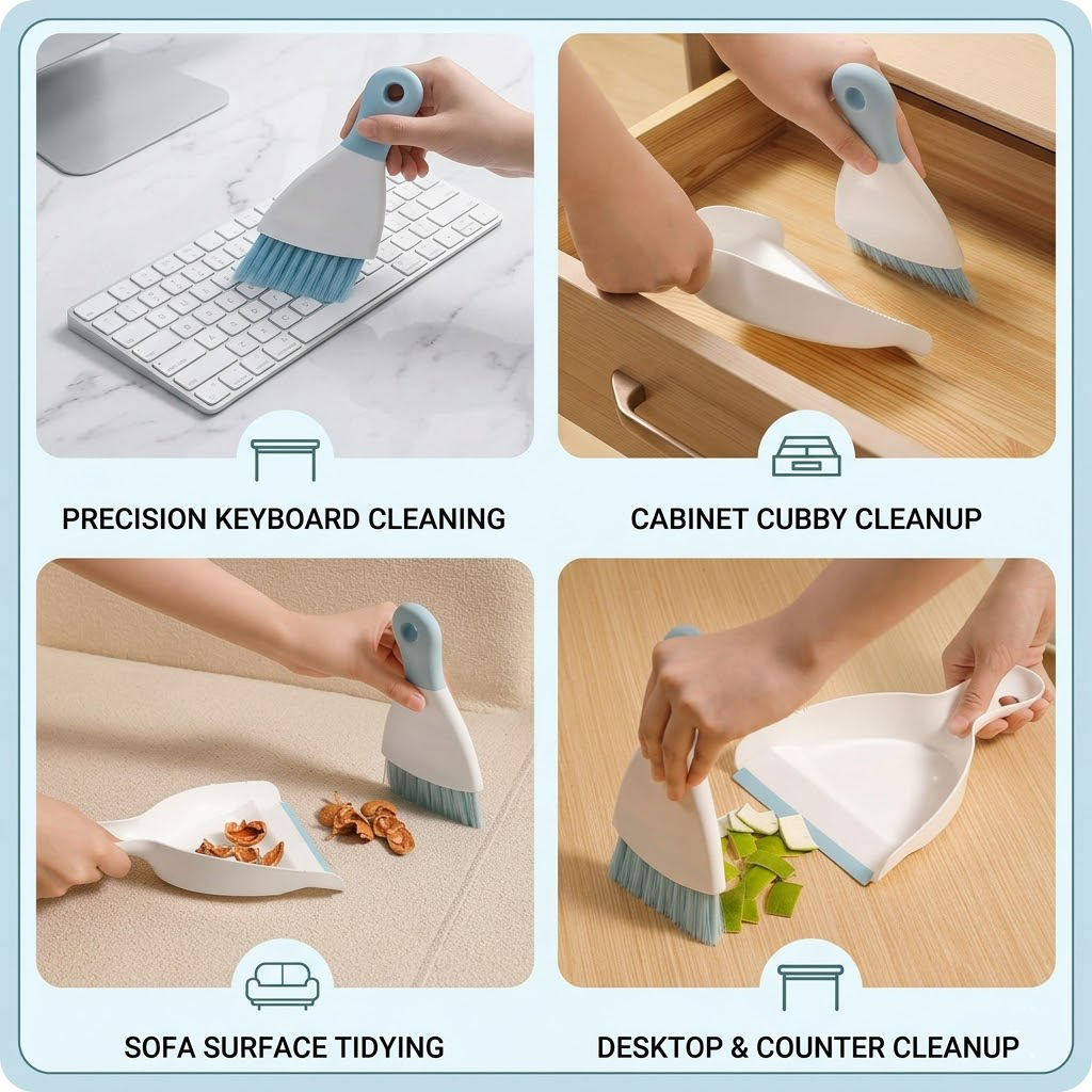 Buplyna Mini Dustpan and Brush Set: Versatile Cleaning Tool for Keyboards, Desktop, Pet Areas, and Home Essentials